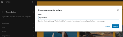 Create custom template popup