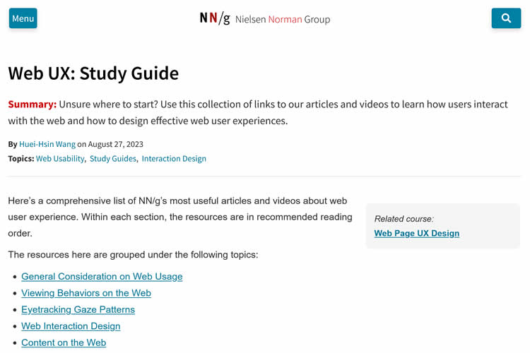 Web UX: Study Guide